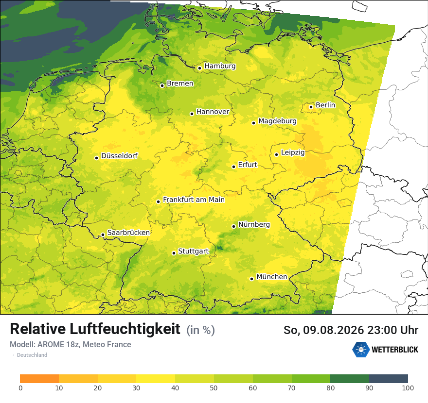 Modellkarte AROME – relhum – deutschland