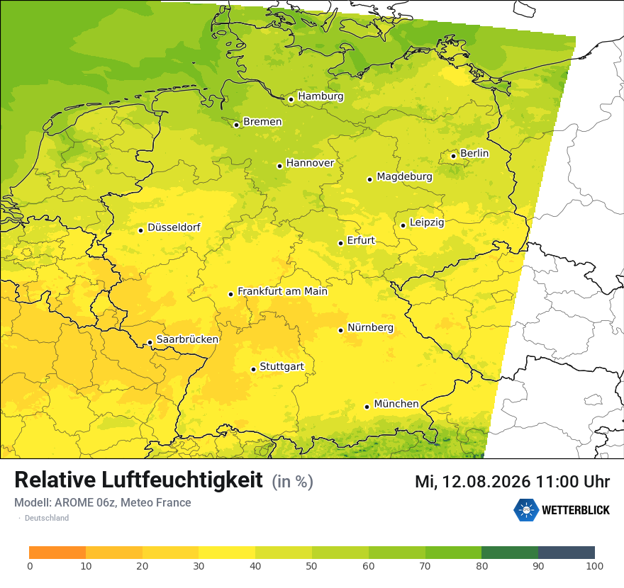 Modellkarte AROME – relhum – deutschland