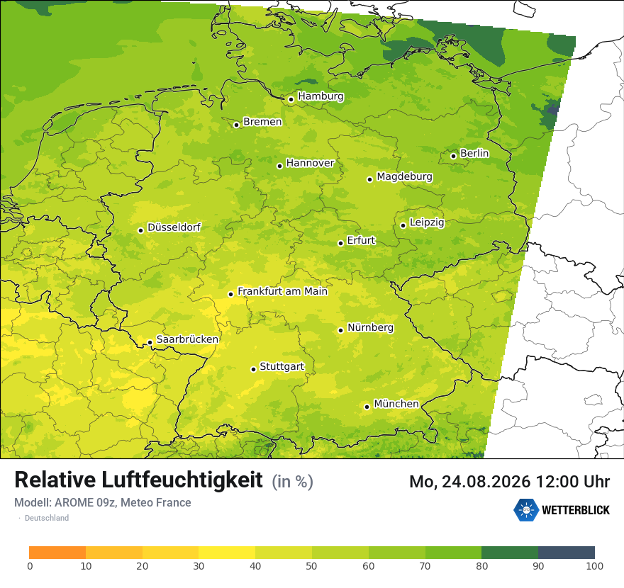 Modellkarte AROME – relhum – deutschland