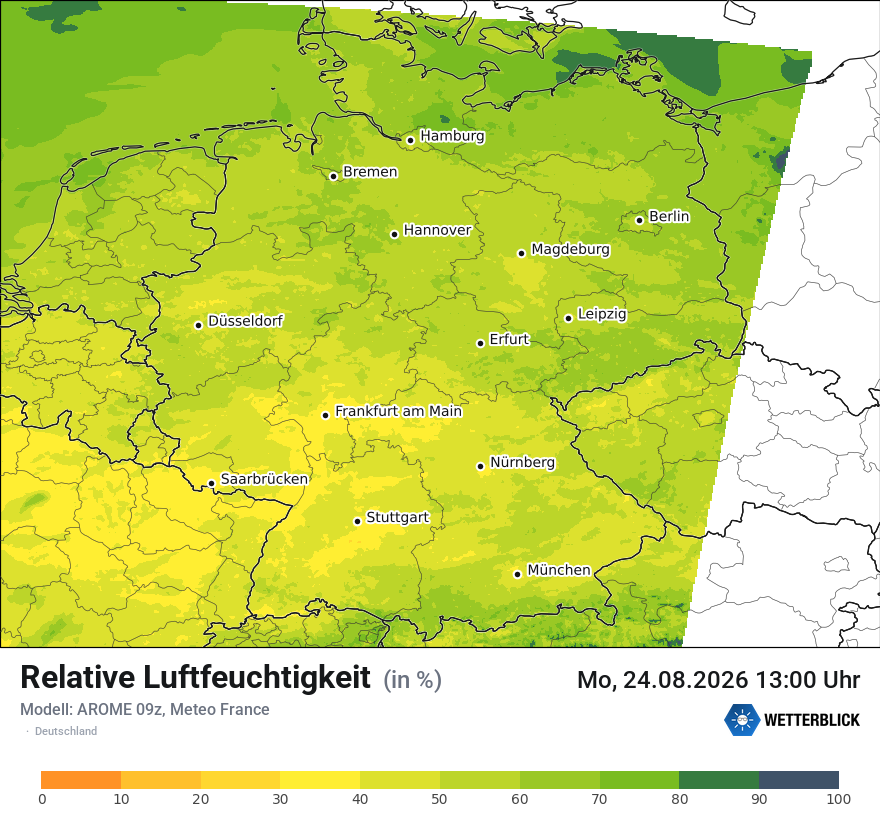 Modellkarte AROME – relhum – deutschland