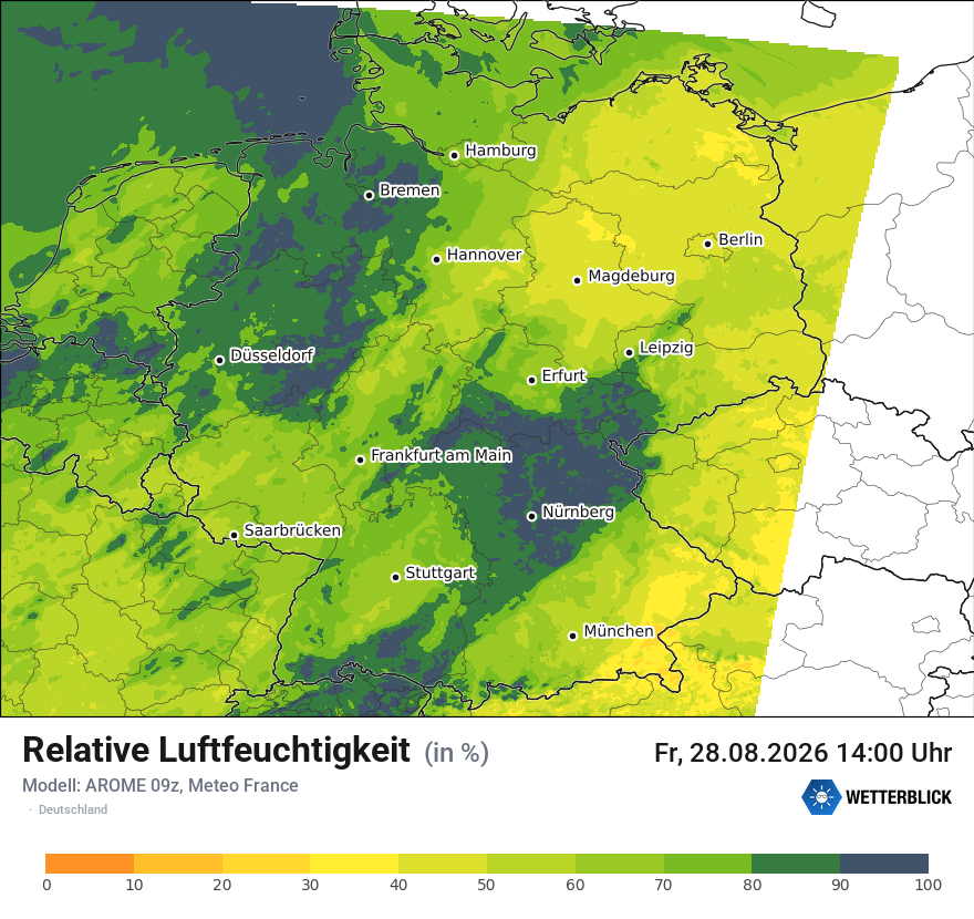 Modellkarte AROME – relhum – deutschland