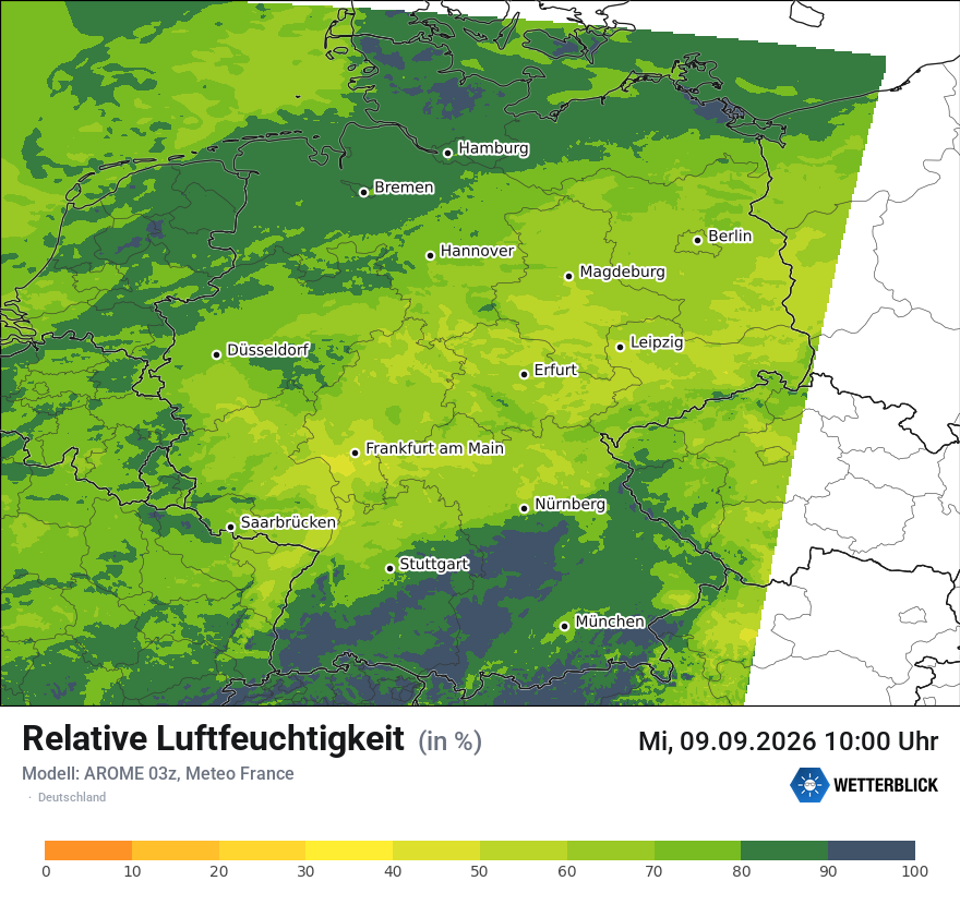 Modellkarte AROME – relhum – deutschland