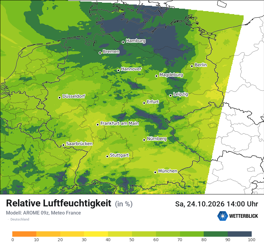 Modellkarte AROME – relhum – deutschland
