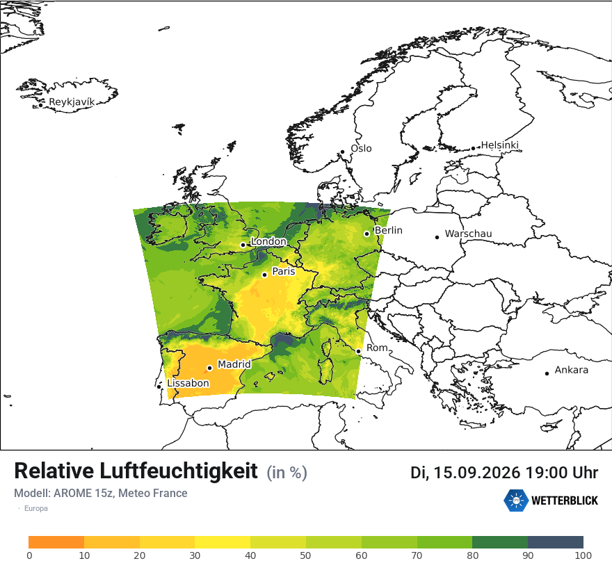 Modellkarte AROME – relhum – europa