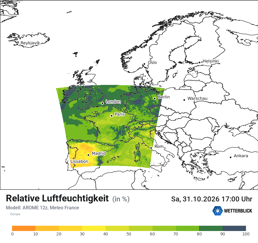 Modellkarte AROME – relhum – europa