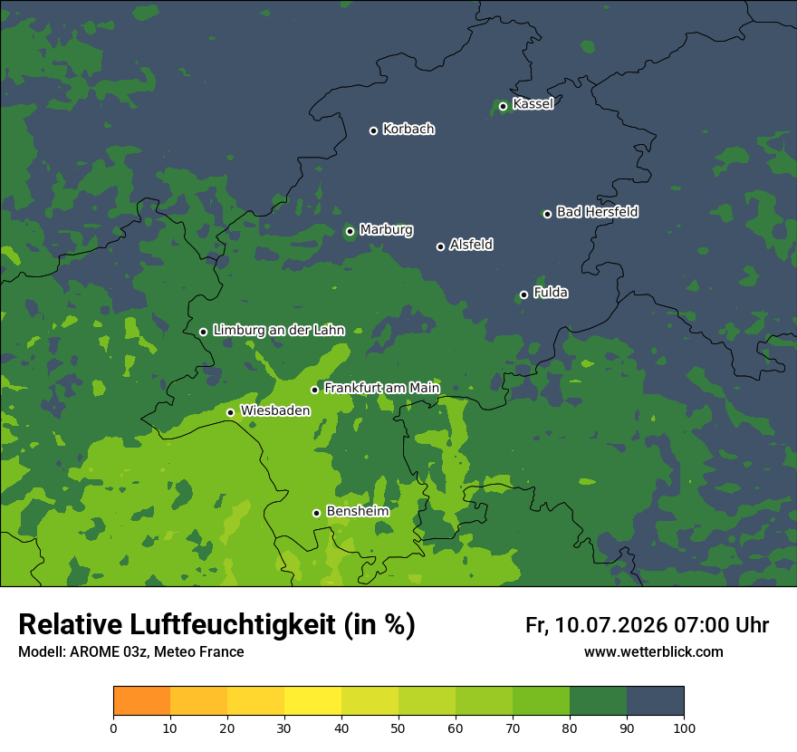 Modellkarte AROME – relhum – he