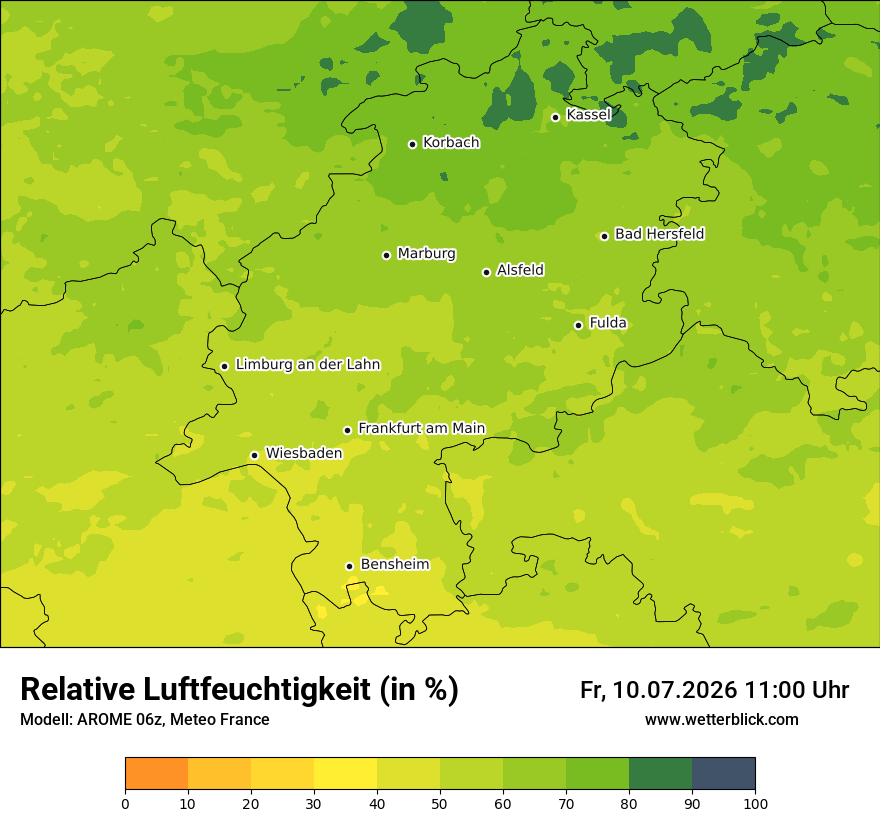 Modellkarte AROME – relhum – he