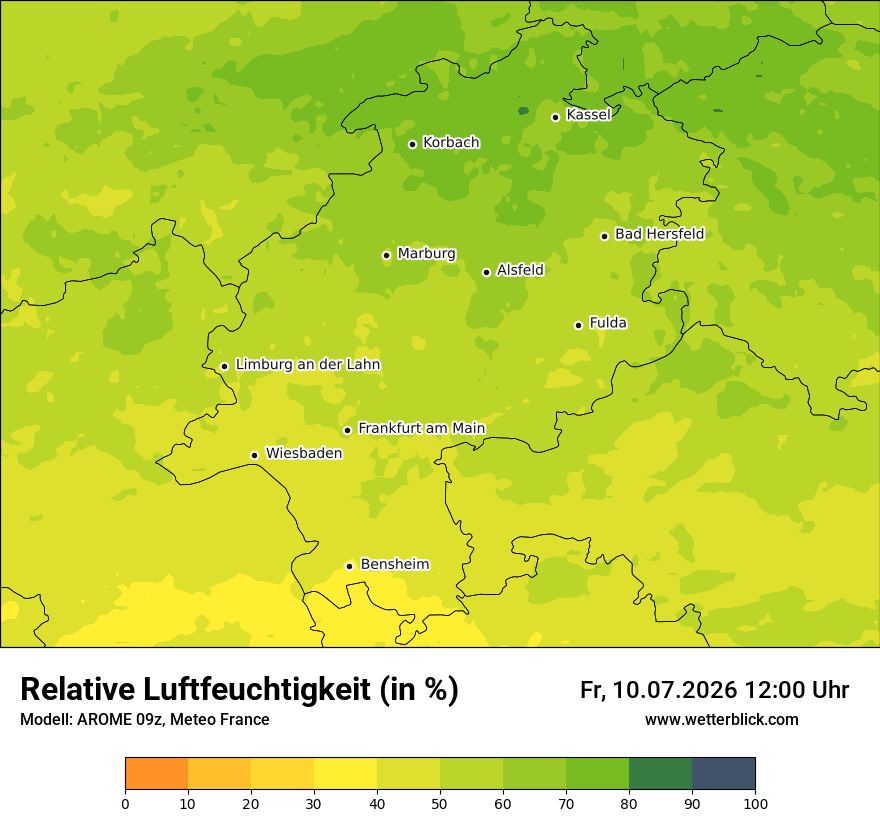 Modellkarte AROME – relhum – he