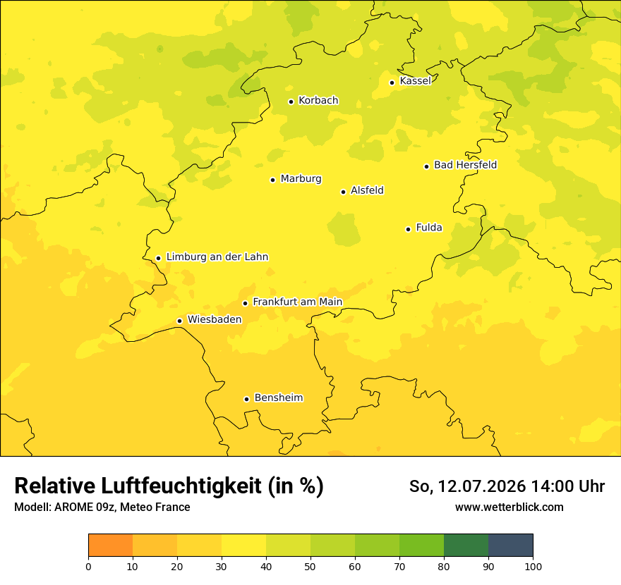 Modellkarte AROME – relhum – he