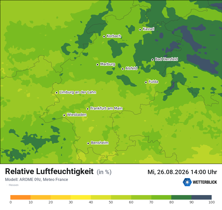 Modellkarte AROME – relhum – he