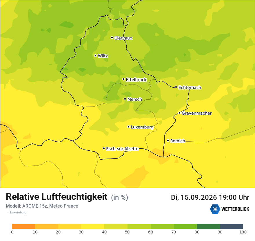 Modellkarte AROME – relhum – luxemburg