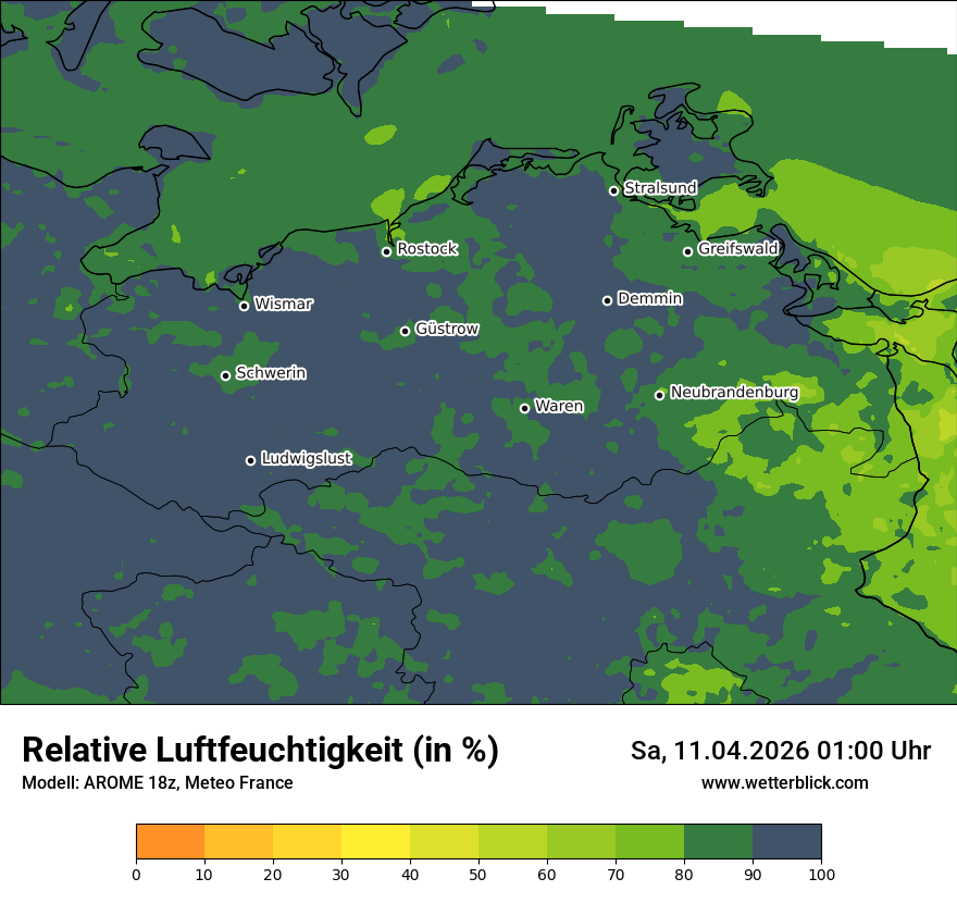 Modellkarte AROME – relhum – mv