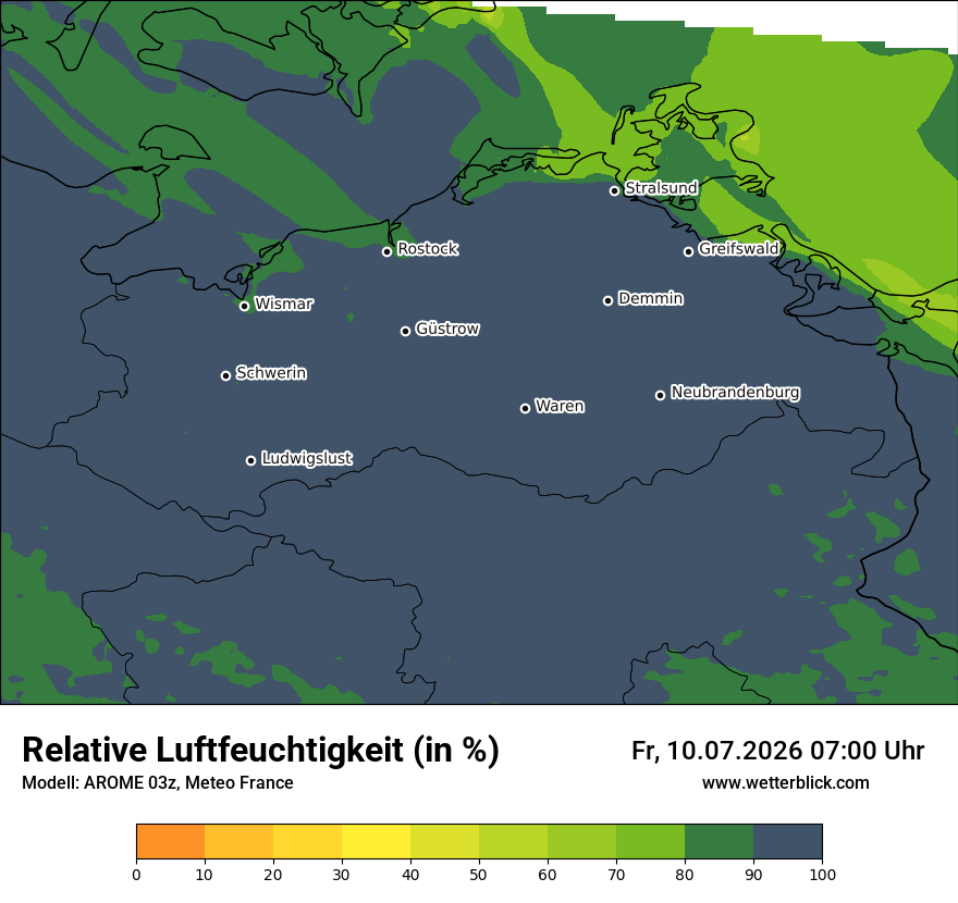 Modellkarte AROME – relhum – mv