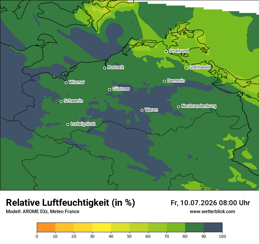 Modellkarte AROME – relhum – mv