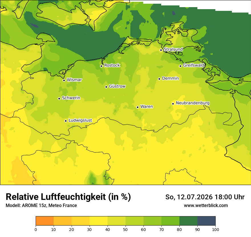 Modellkarte AROME – relhum – mv