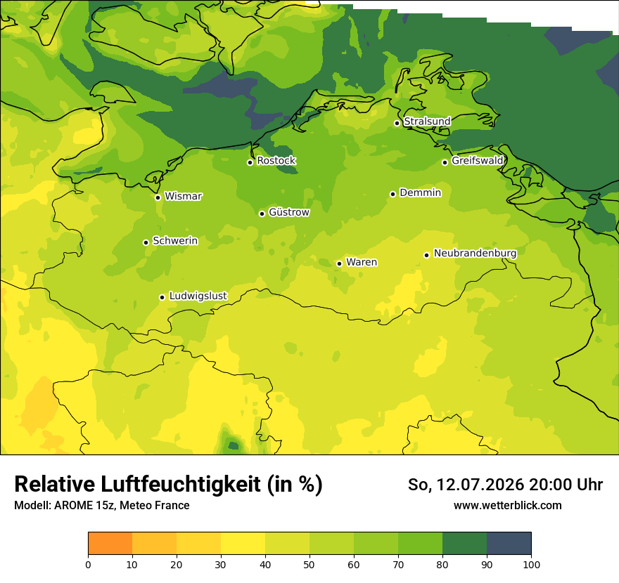 Modellkarte AROME – relhum – mv