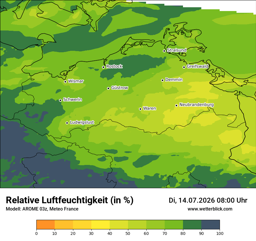 Modellkarte AROME – relhum – mv