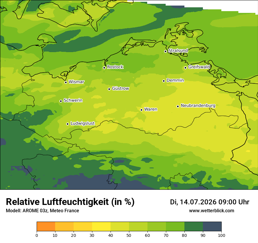 Modellkarte AROME – relhum – mv