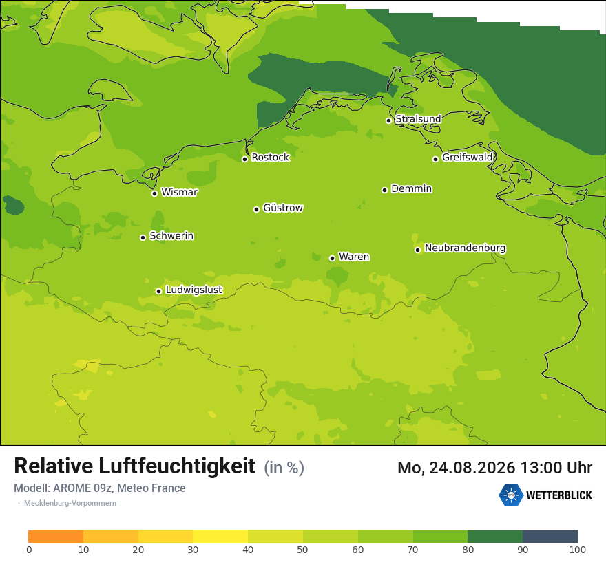 Modellkarte AROME – relhum – mv