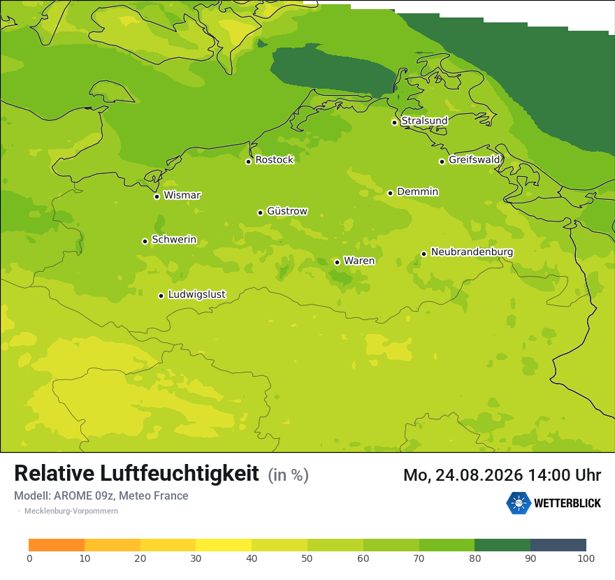 Modellkarte AROME – relhum – mv