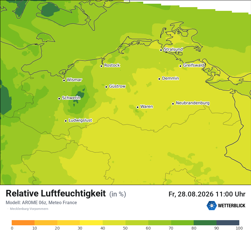 Modellkarte AROME – relhum – mv