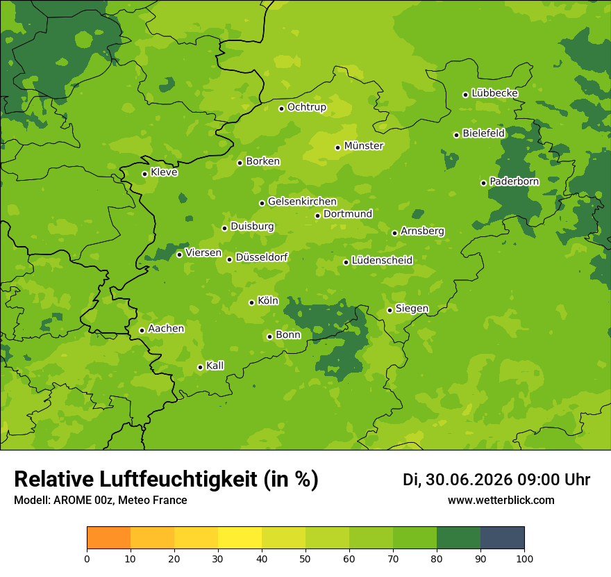 Modellkarte AROME – relhum – nrw