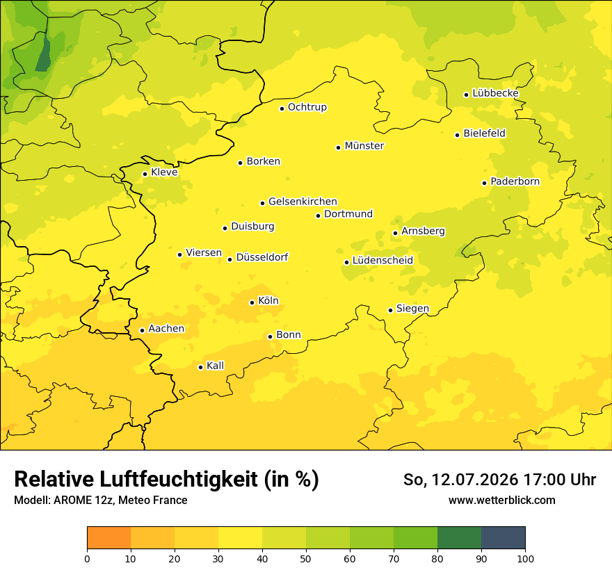Modellkarte AROME – relhum – nrw