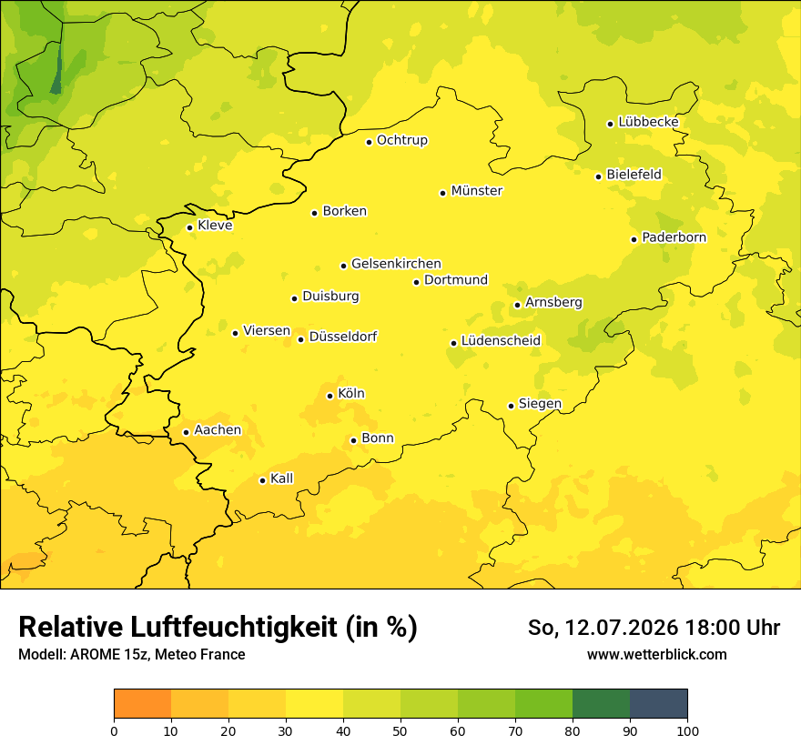 Modellkarte AROME – relhum – nrw