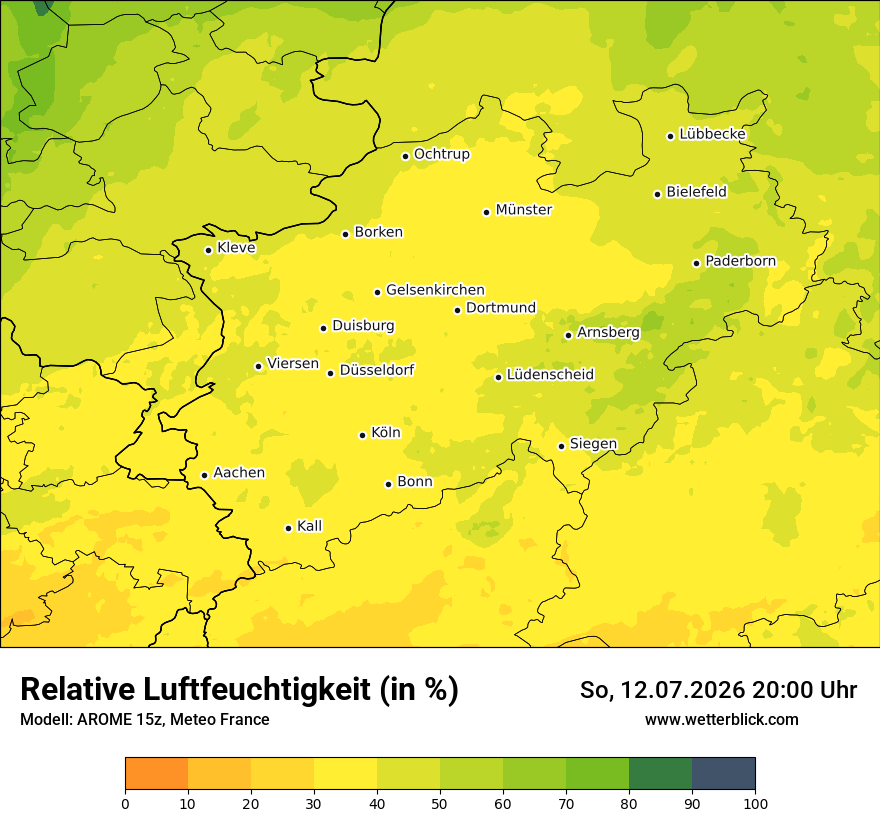 Modellkarte AROME – relhum – nrw