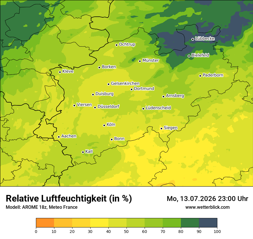 Modellkarte AROME – relhum – nrw