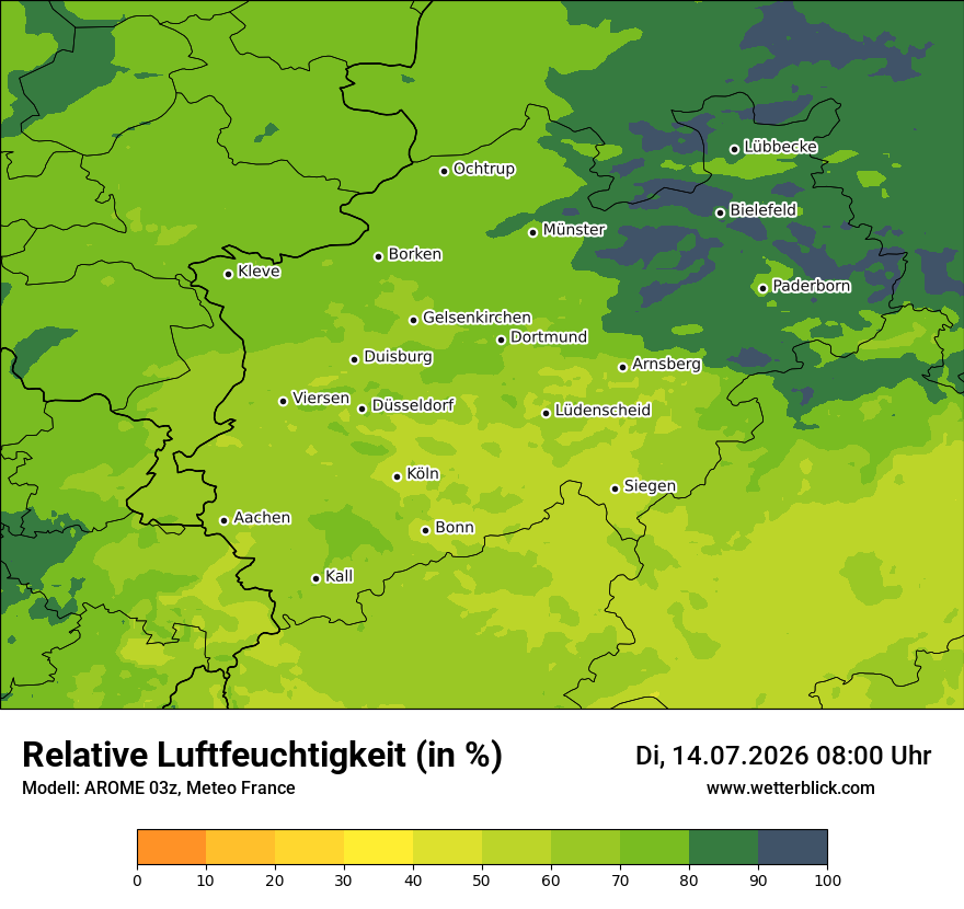 Modellkarte AROME – relhum – nrw