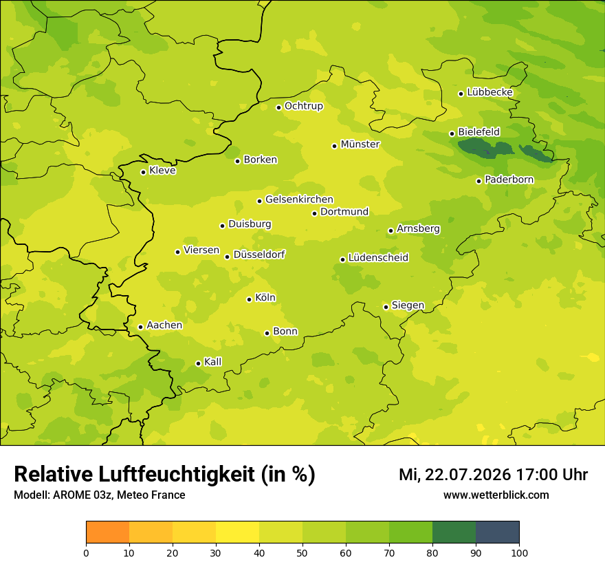 Modellkarte AROME – relhum – nrw