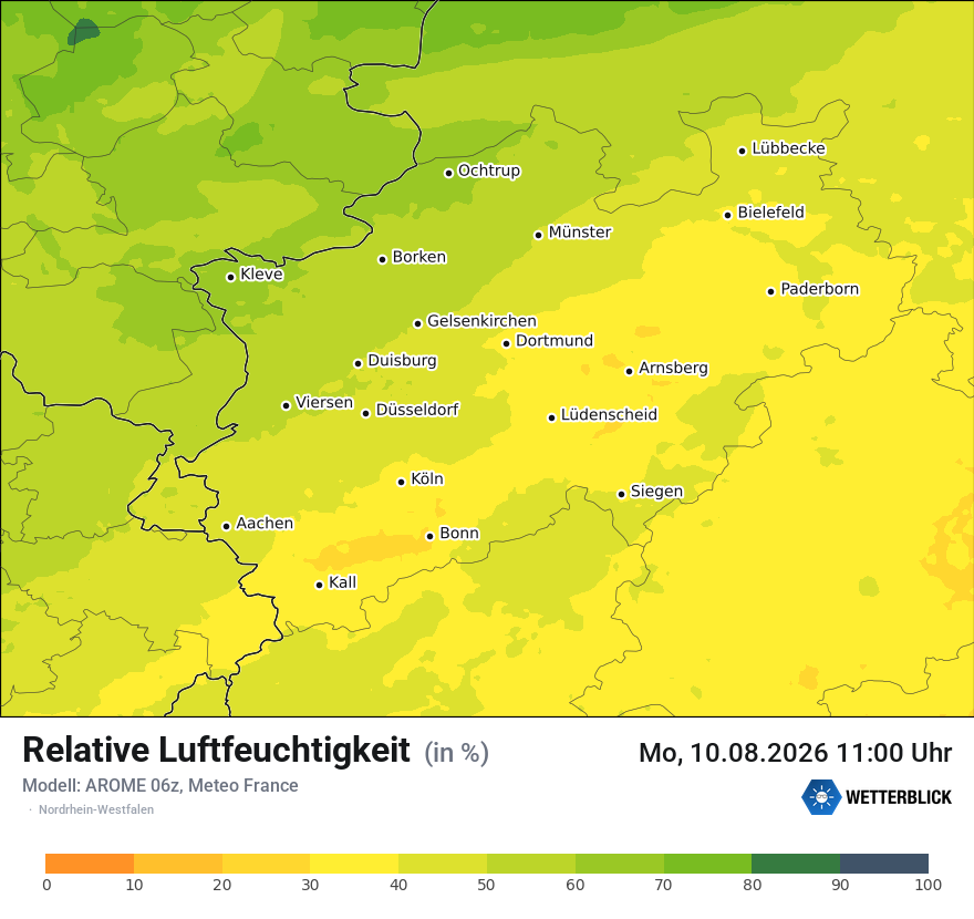 Modellkarte AROME – relhum – nrw