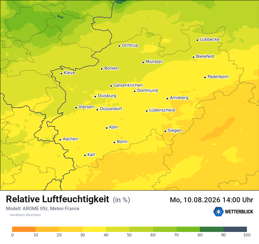 Modellkarte AROME – relhum – nrw