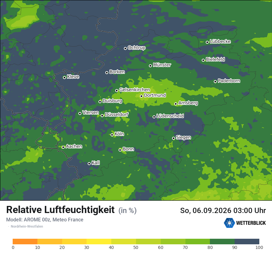 Modellkarte AROME – relhum – nrw