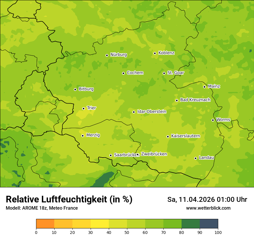 Modellkarte AROME – relhum – rp