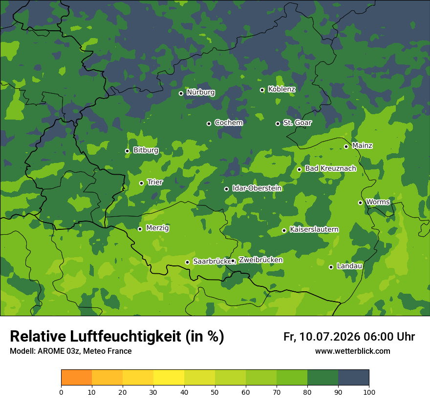 Modellkarte AROME – relhum – rp
