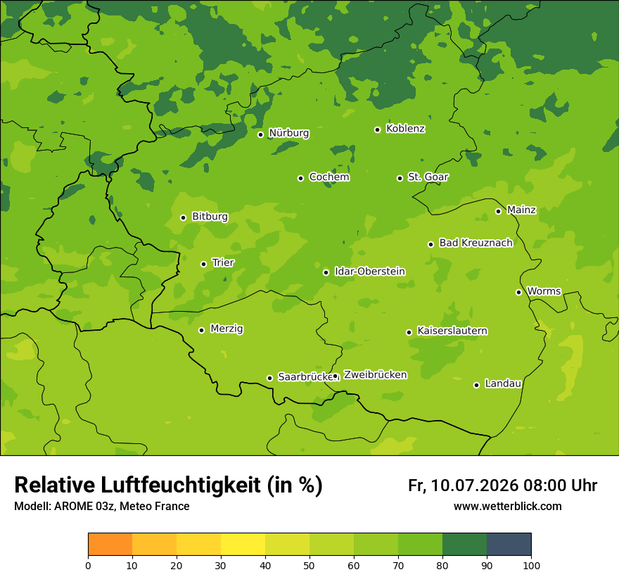 Modellkarte AROME – relhum – rp
