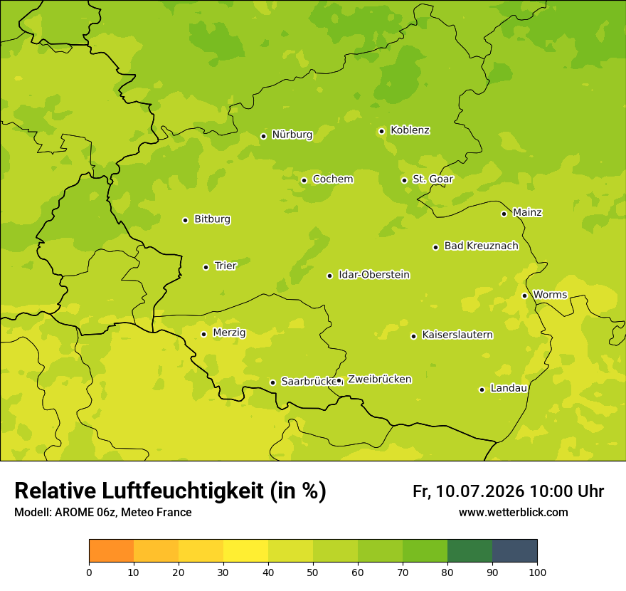 Modellkarte AROME – relhum – rp