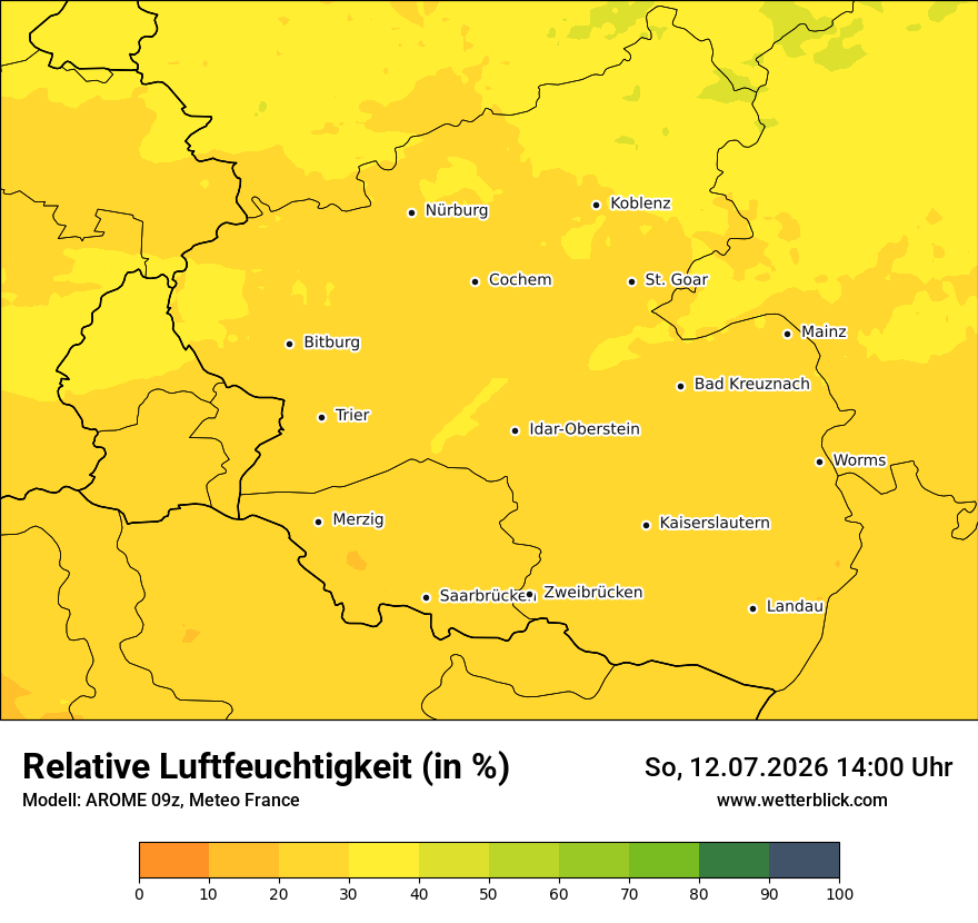 Modellkarte AROME – relhum – rp