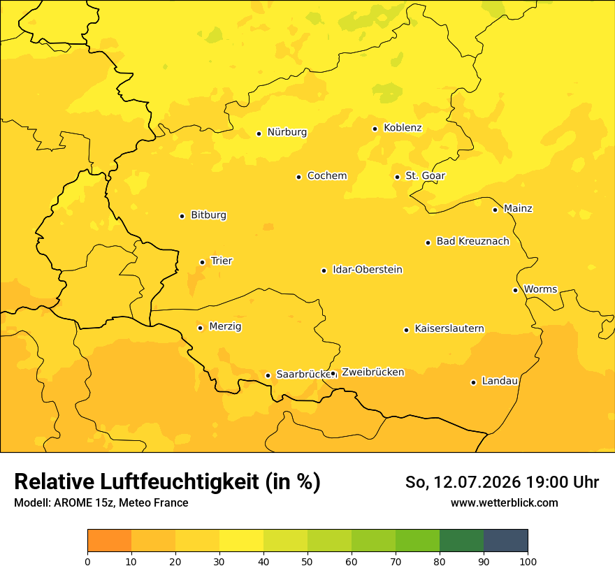 Modellkarte AROME – relhum – rp