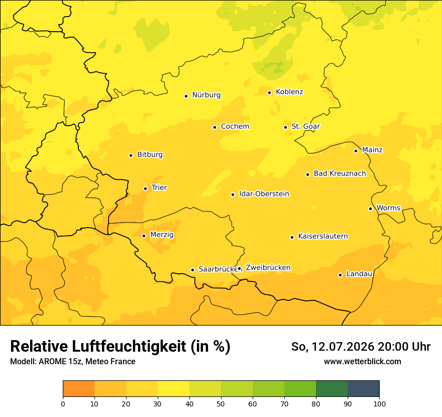 Modellkarte AROME – relhum – rp