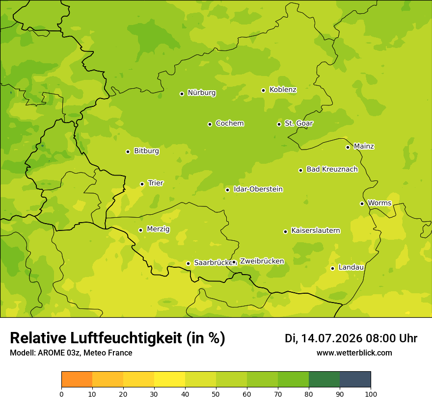 Modellkarte AROME – relhum – rp