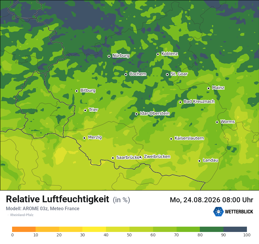 Modellkarte AROME – relhum – rp