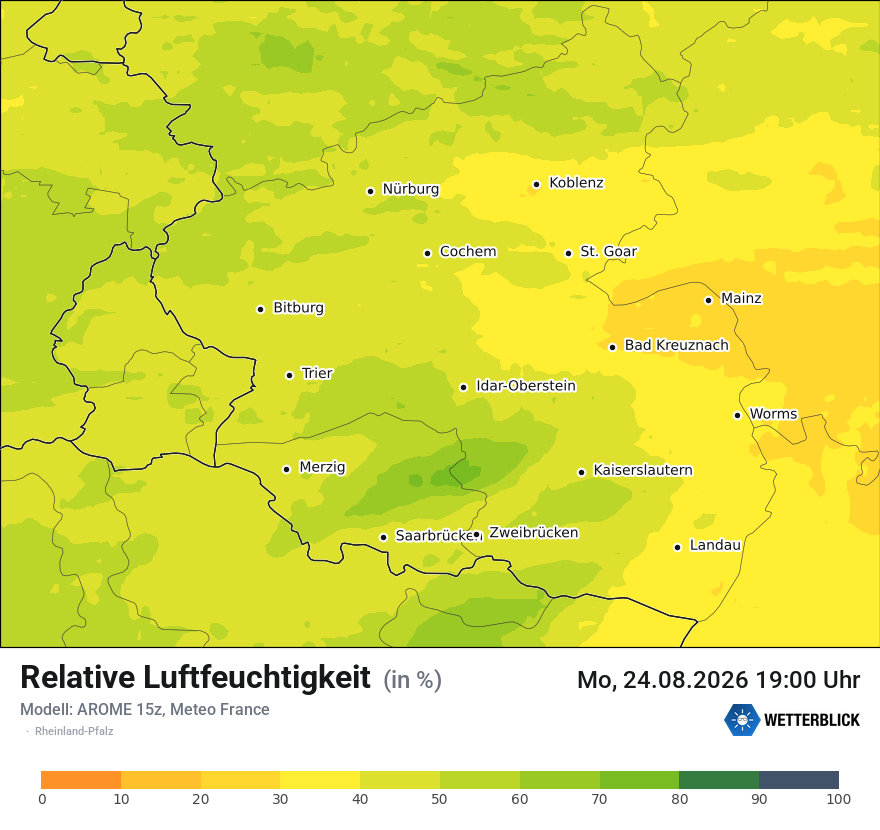 Modellkarte AROME – relhum – rp
