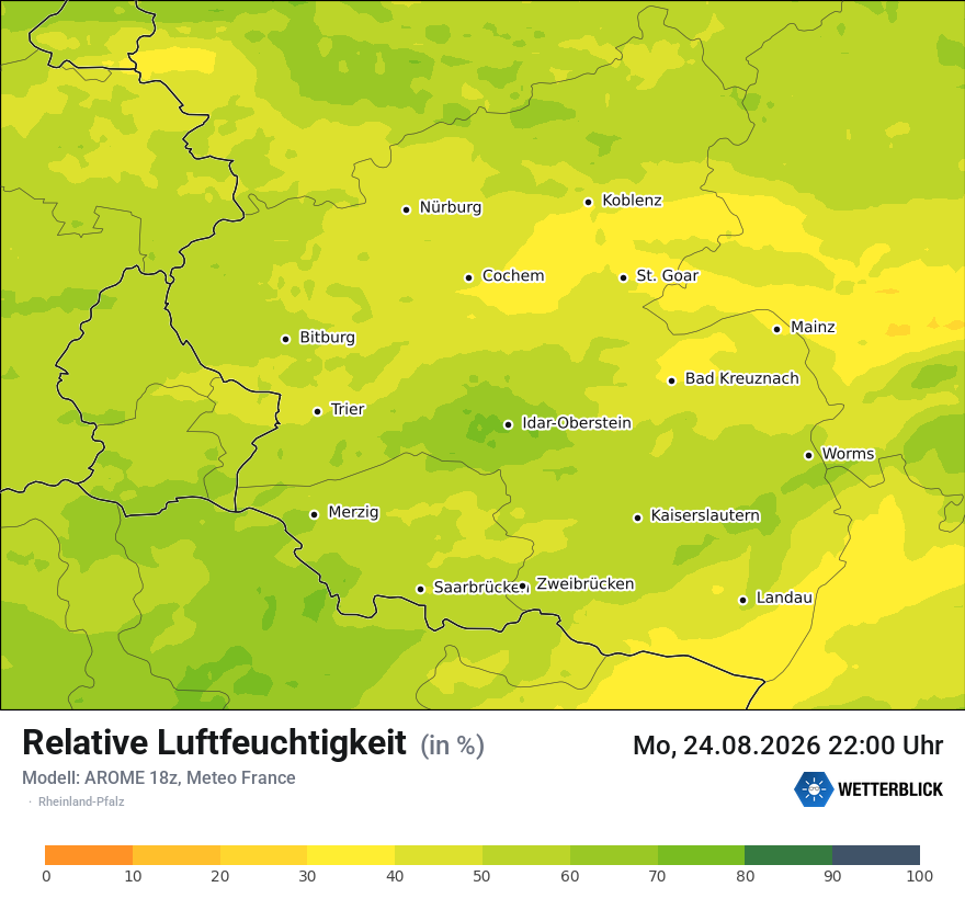 Modellkarte AROME – relhum – rp