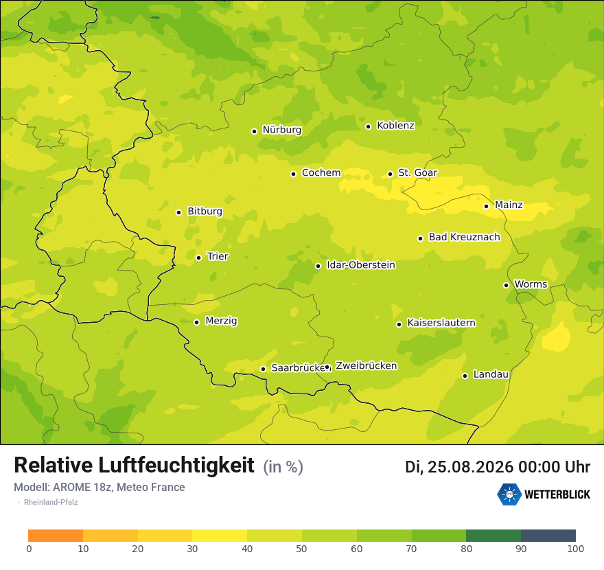 Modellkarte AROME – relhum – rp
