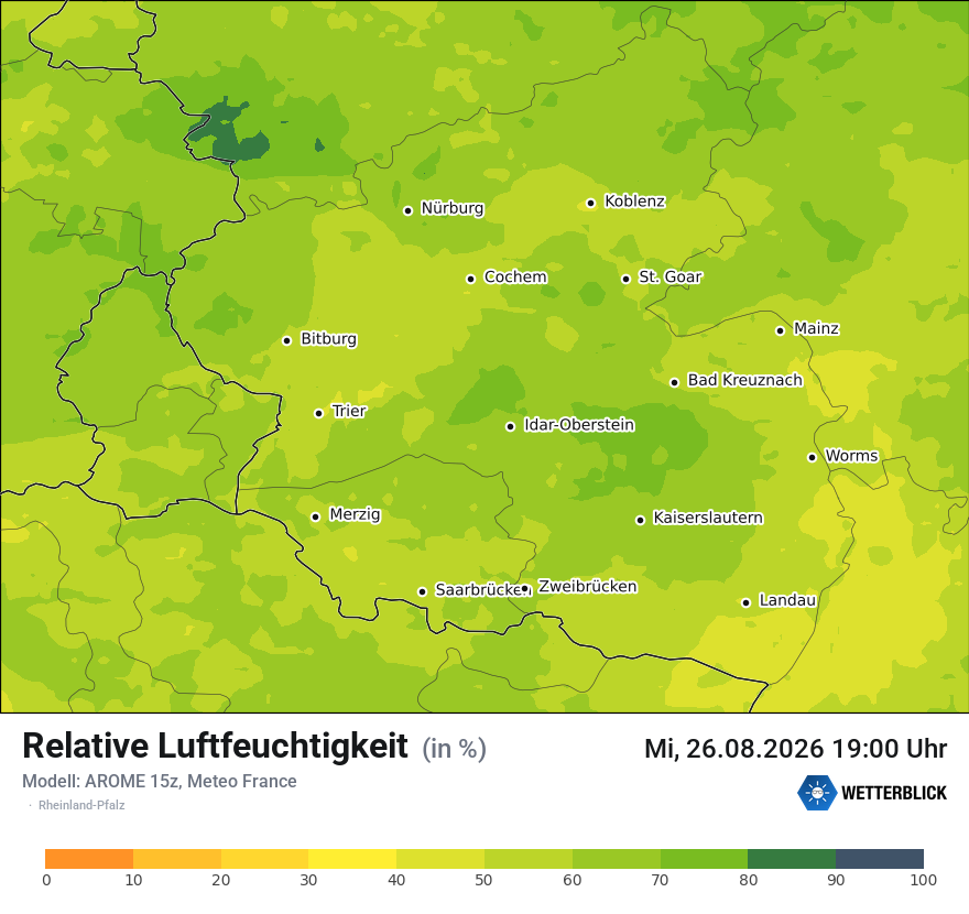 Modellkarte AROME – relhum – rp