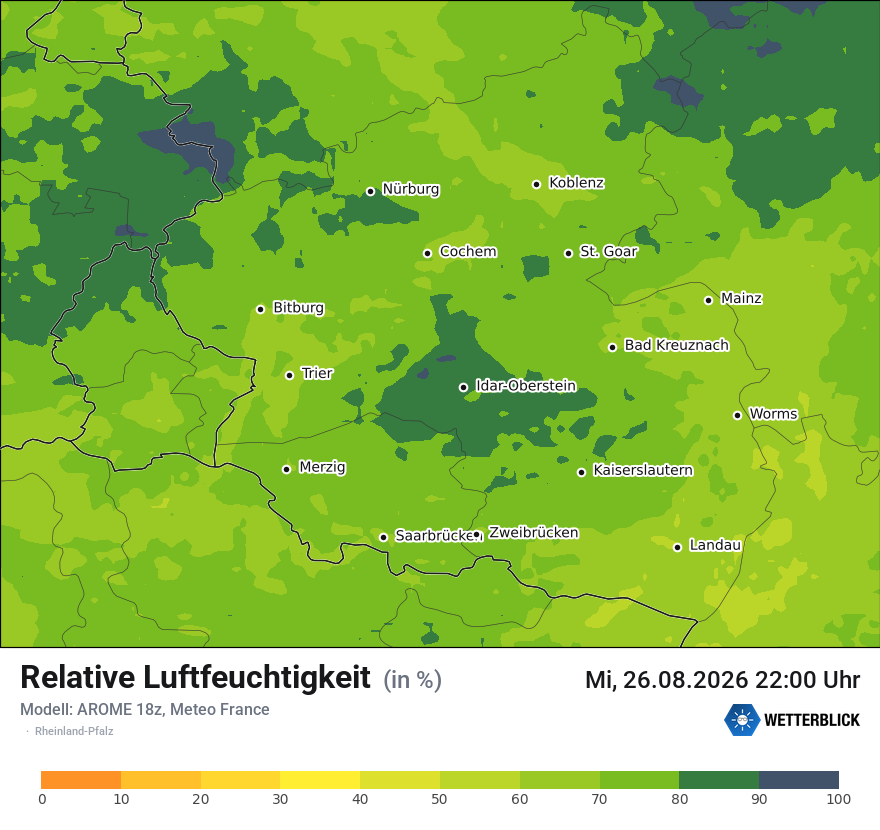 Modellkarte AROME – relhum – rp