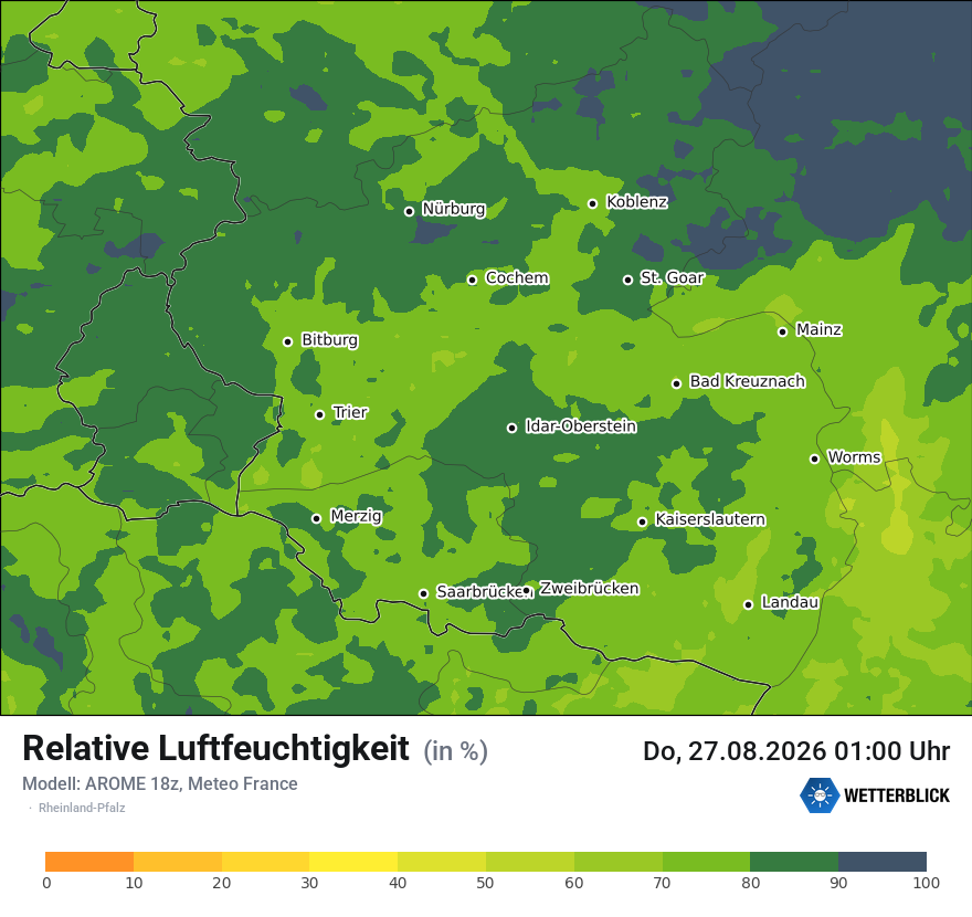 Modellkarte AROME – relhum – rp